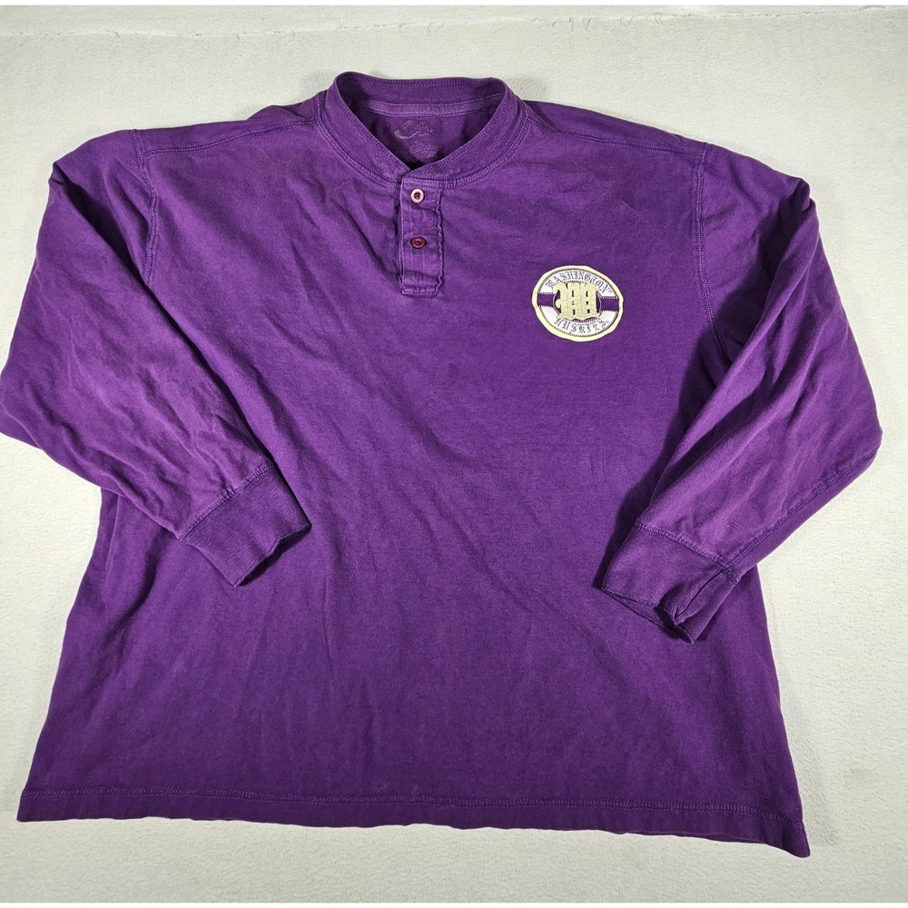 Washington Huskies Henley Shirt Mens XL Purple Long Sleeve NCAA College Logo